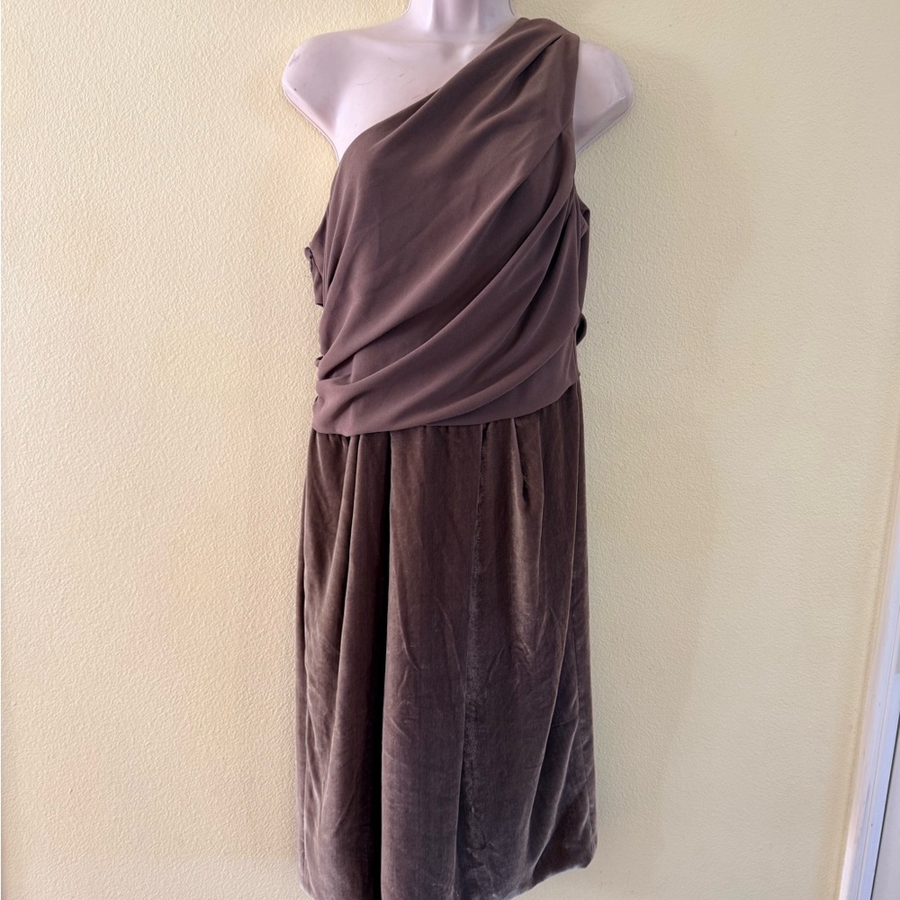 Escada One-Shoulder Taupe Brown Cocktail Dress